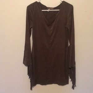 Olive green fringe dress